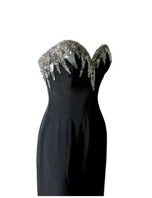Vintage Bob Mackie Sequin Strapless Cocktail Dress – 80s 90s Bodycon Mini - Image 1 of 4