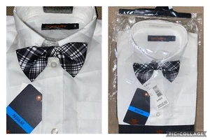 Dockers 2pc Boys Sz 6 White Long Sleeve Button Up Top & Bow Tie Set NWT 🆓📦 - Picture 1 of 5