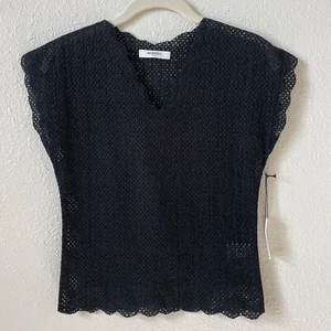 Marysia Bumby Girl’s Swim Coverup Top Black Size 4 Cotton Sheer Luxury Beach - Picture 1 of 7