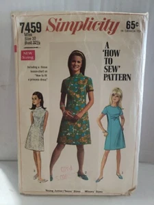 Simplicity 1967 Sewing Pattern 7459 Jr/Teen Misses Dress Size 10 -Cut Complete- - Picture 1 of 6