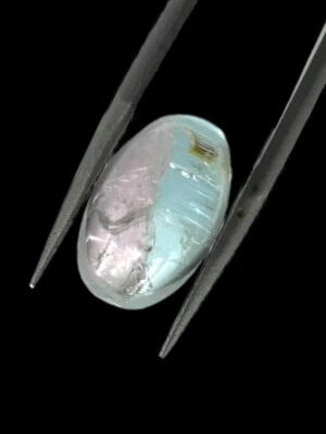 "Radiant Beauty: 9.65 Carat Bicolor Tourmaline Cabochon - A Captivating Gemstone - Image 1 of 4