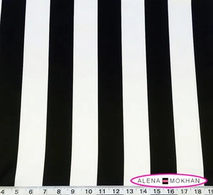 TELA SATINADA RAYAS BLANCO NEGRO 2" 1 YARDA Decoración Hogar Boda - Imagen 1 de 2