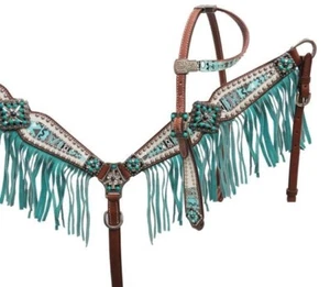 Showman ® "Arctic Aztec" Fringed Bejeweled Headstall and Breast Collar Set - Picture 1 of 2