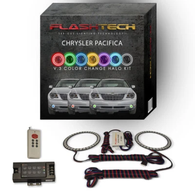 RGB Multi Color LED Halo kit & RF Remote for 06-09 Chrysler Pacifica Fog Lights - Image 1 of 4