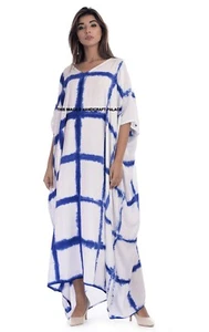 Women's Casual Tie-dye Loose Long Dress Short Sleeve Kaftan Maxi Party Dresses - Picture 1 of 5