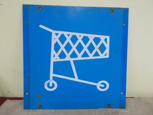 VGT EINKAUFSWAGEN SCHILD WERBUNG LADEN DISPLAY GAS ÖL LEBENSMITTEL 12 X 12 PATINA - Bild 1 von 10