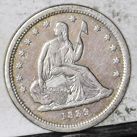 1839 Liberty Seated Quarter -AU Details (#45859) Cover