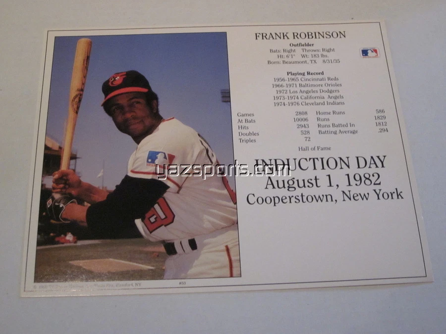 Frank Robinson Baltimore Orioles HOF Induction Card 1982 8x10 - Image 1 of 1