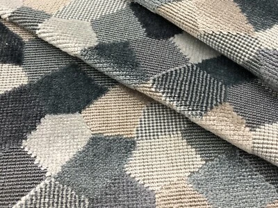 Kravet Couture Contemporary Grey Velvet Fabric- Modern Mosaic / Harbor 1.20 yd - Image 1 of 4
