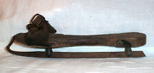 Antique American Wooden ICE SKATE circa 1840 Forged Iron Brass Hardware Woman's