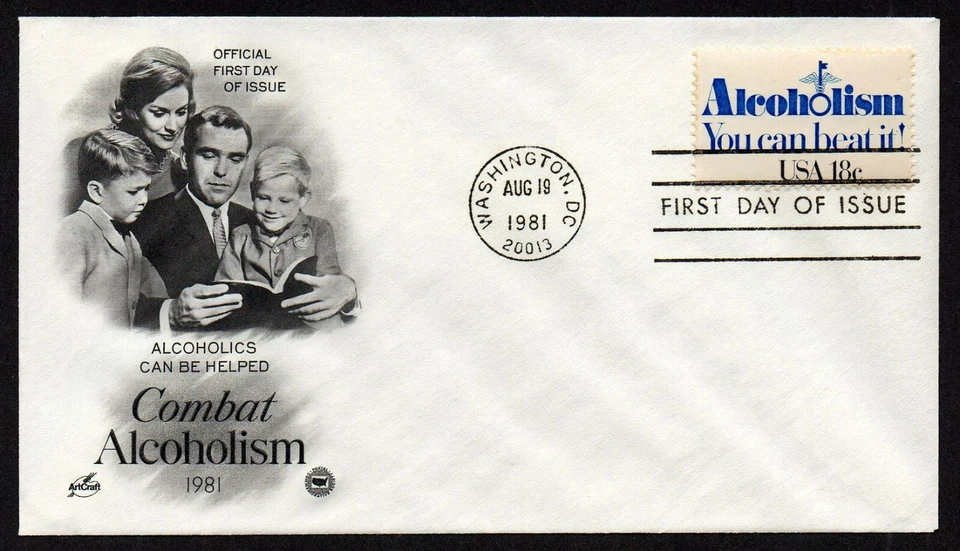USA, SCOTT # 1927, ARTCRAFT PCS FDC COVER - ALCOHOLISM YOU CAN BEAT IT YEAR 1981 - Image 1 of 1