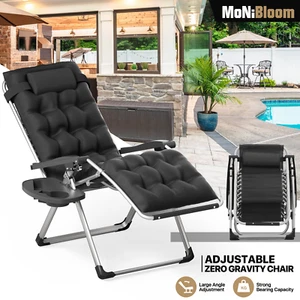 Zero Gravity Chair Foldable Outdoor Recliner Lounge Chaise w/Detachable Cushion - Picture 1 of 14