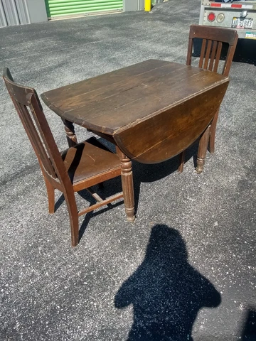 Antique Primitive Oak Drop Leaf Farmhouse Kitchen Table Cover