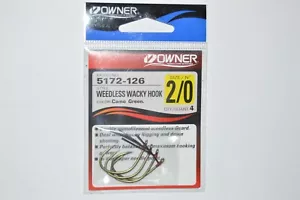 owner bass weedless wacky hook drop shot too camo green 5172-126 size 2/0 - Picture 1 of 2