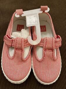 NWT BABY GAP RED GINGHAM T-STRAP VALENTINE SHOES TODDLER 10 NEW