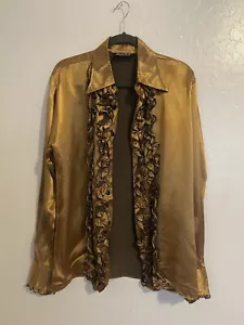 Serious Satin Bluse mit Rüschen vorne Gr. L gold - Bild 1 von 5