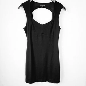 Express Womens Little Black Sheath Dress Sz 10 Sleeveless Cut Out Back Side Zip - Picture 1 of 9