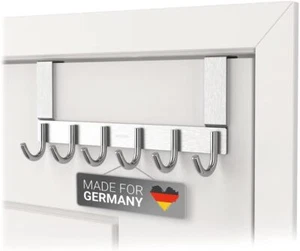 Hakenleiste Garderobenhaken KleiderHacken Edelstahl mit 6 Haken Ohne Bohren DE - Bild 1 von 7
