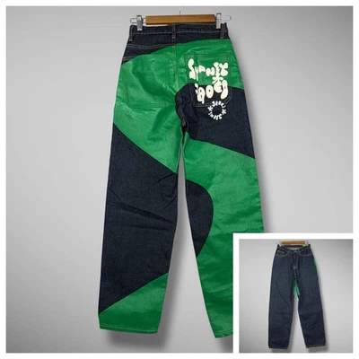 Jaded London Men's Sydney Jeans 24x29 Green Denim Graffiti Back Streetwear - Image 1 of 4