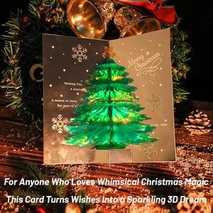 Albero di Natale 3D,Vacanza Scintillante con Albero Olografico e Disegno Fiocco di Neve,... - Foto 1 di 6