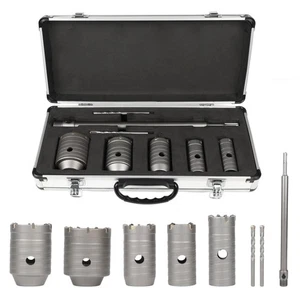 Kit 8 Pezzi Seghetto per Calcestruzzo - 30 35 40 50 60mm SDS Più Asta di Collegamento con Gambo... - Foto 1 di 7