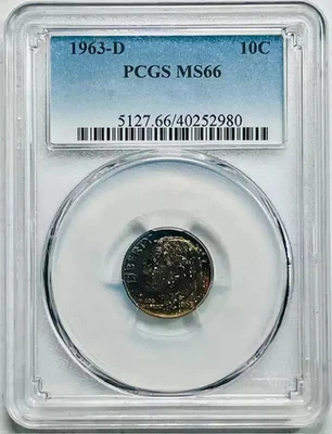 1963 D Dimes Roosevelt PCGS MS-66 Dark Colors - Image 1 of 2