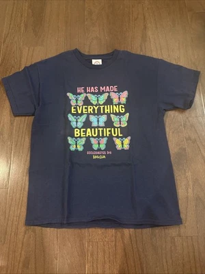 Camiseta Kerusso Kidz L Azul Marino Todo Hermoso Religioso Cristiano Biblia Foto 1 de 2