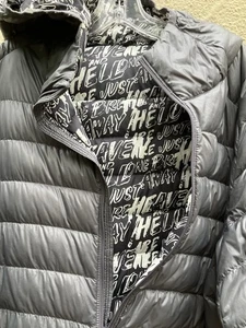Uniqlo Andy Warhol Sprz NY Zip Hooded Down Jacket Size XL Puffer Gray - Bild 1 von 12