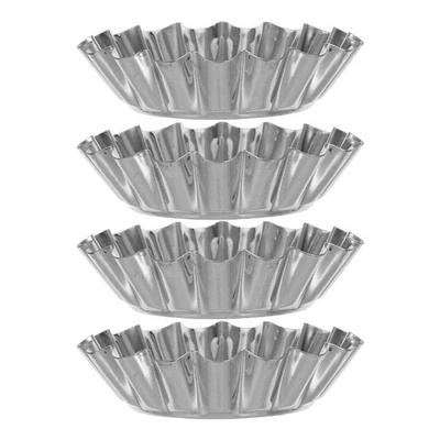 4 pezzi in lega di alluminio ovale crostata stampo crisantemo forma muffin - Immagine 1 di 4