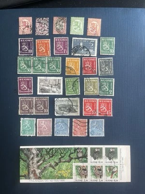 FINLANDIA 1917-1995 Mezcla 24 Estampillas + 3 Bloques + Pájaros/Búhos-Folleto-Bloque/, Foto 1 de 4