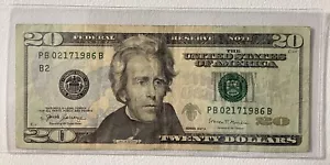 Birthday Note,February 17th 1986 Federal Reserve Note Twenty Dollar Bill - Picture 1 of 2