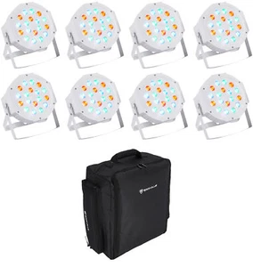 (8) Rockville RockPAR50 White LED RGB Par Can DMX DJ Wash Up-Lights+Backpack - Picture 1 of 12