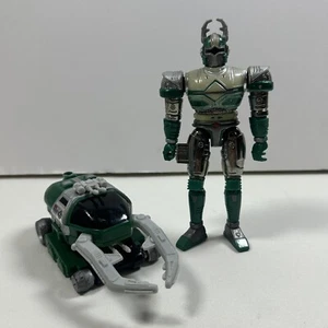Lote de 2 Beetleborgs Vintage Figura Verde Metálico y Base de Batalla Vehículo de Asalto - Imagen 1 de 21