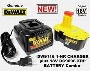 NEW Genuine DeWalt 18V Volt OEM XRP DC9096 Battery + DW9116 1-Hr Charger Set NIB - Picture 1 of 10