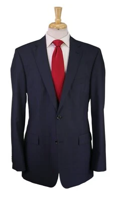 Traje de lana Hugo Boss para hombre Paolini/película azul marino rayas finas 2-Btn 42L Foto 1 de 4