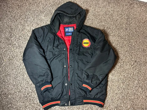 Houston Rockets starter throwback puffer Black Jacket size Large Good Condition Cover