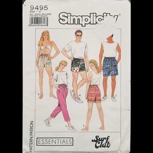 Vtg Surf Club for Simplicity Surfers in 3 Lengths Pattern #9495 Size XS-L UNCUT - Picture 1 of 6