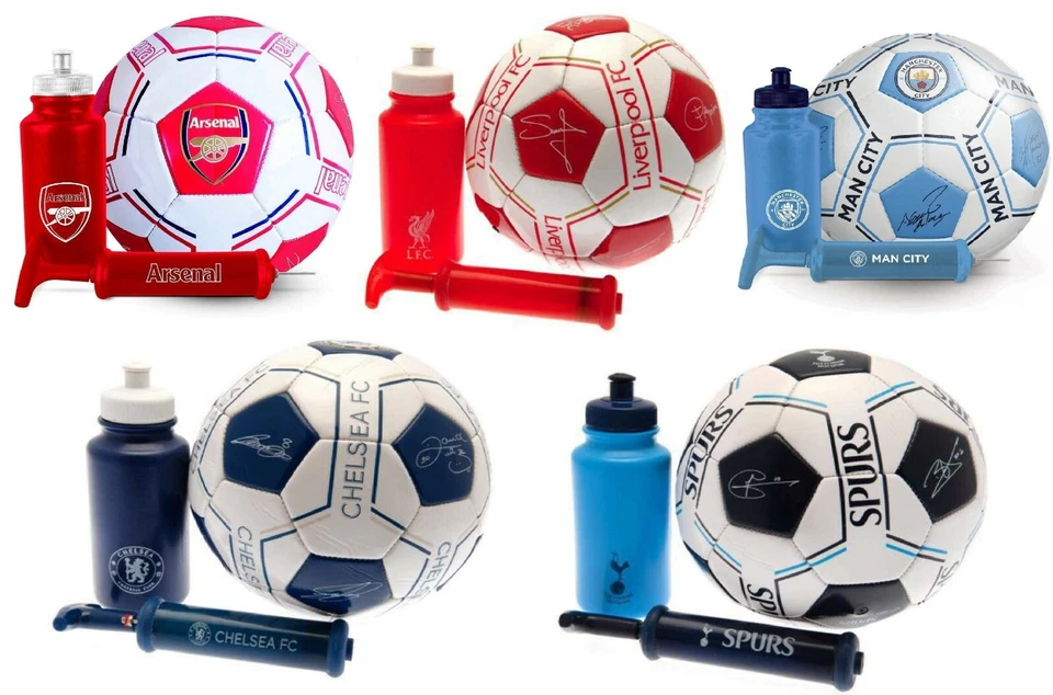 FUSSBALL SIGNATUR GESCHENKSET -BALL-GESCHENKBOX-FLASCHE-PUMPE OFFIZIELL LIZENZIERT