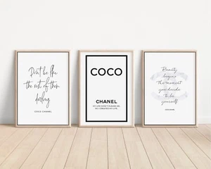 Fashion Quote Wall Art Set Of 3 Posters Beauty Coco Poster Prints Pictures - Picture 1 of 4