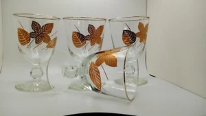 Vint. Libbey gold leaf wine glasses (SET OF 4) 5 H 8 0z - Picture 1 of 5