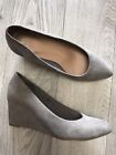 M&S Collection Ladies Court Shoes, Size 5.5 Std Fit, Grey Faux Suede/ Wedge