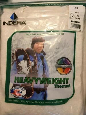 CAMISA NATURAL NUEVA CON ETIQUETAS Para hombres Indera Peso Pesado Térmico Waffle Capa Base Cuello Crew Foto 1 de 4