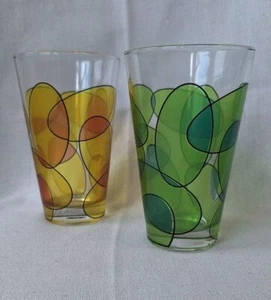 Set of 2 Vintage Midcentury 1950s Cerve Italy Circle Ware drinking glasses - Picture 1 of 10