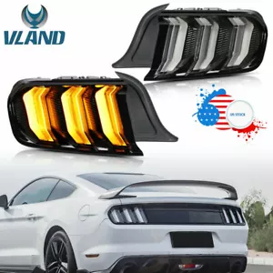2X VLAND Clear LED Tail Lights For 2015-2023 Ford Mustang w/Sequential & 5 Modes - Picture 1 of 19