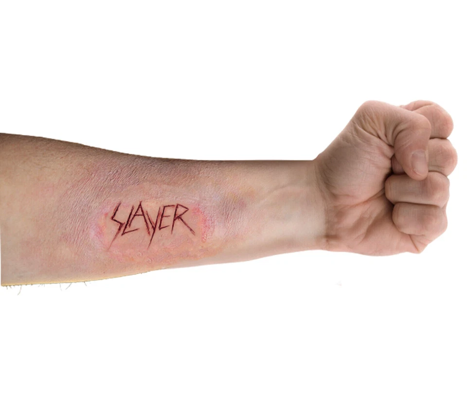 Disfraz de Halloween con logotipo de banda de cazador corte de látex aparato maquillaje truco o trato Stu Foto 1 de 1