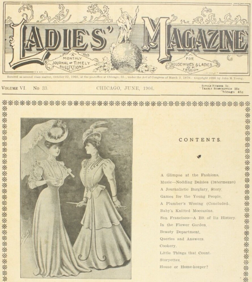 1906 Ladies Magazine V6 #33 May Manton Antique Edwardian Women Housewife Fashion - Image 1 of 4