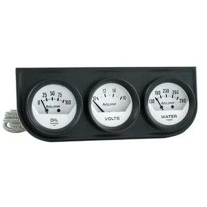 Auto Meter 2324 Autogage 3-Gauge Analog Console Water/Volts/Oil - White Face - Picture 1 of 4