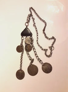 Collectible Ottoman Empire MAHMUD II Coins with Black Stone Pendant Necklace - Picture 1 of 17