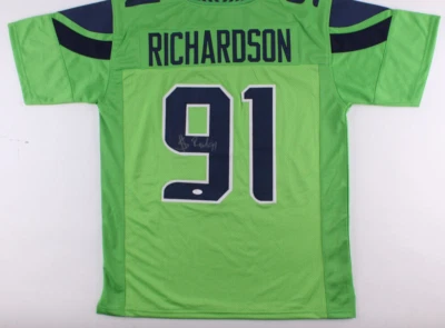 Sheldon Richardson Signed Seattle Seahawks Color Rush Green Jersey (JSA COA)  - Image 1 of 4