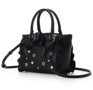Samantha Vega 2Way mini bag Shoulder Blossom Big Ribbon Frill BLACK NEW - Picture 1 of 23